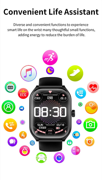 KHwatch 2.01" Curved Screen Smartwatch Men Call Sports Waterproof Wrist Watches Fitness Bracelet Women Watch Clock Smart Watch