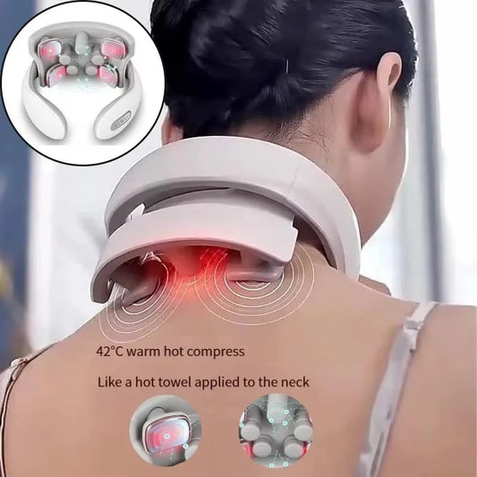 Smart Neck Massager with Heat & Pulse Therapy – Pain Relief for Neck & Shoulders