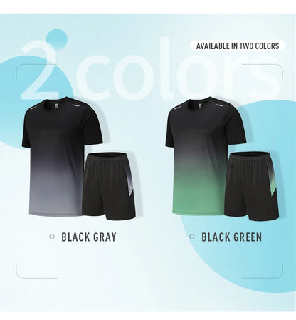 “Flexoora Men’s Ice-Silk Quick-Dry Gym Set – T-Shirt & Shorts for Running & Training”