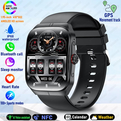 2025 New 1.95 Inch Ultra HD Smart Watch Men For OPPO GPS Tracking Bluetooth Call NFC Heart Rate Sports Fitness Women Smart Watch