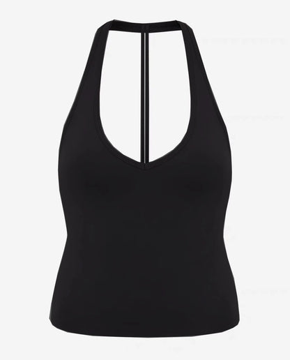 “Flexoora Women’s Halter Vest with Chest‑Pad – Gym & Yoga”