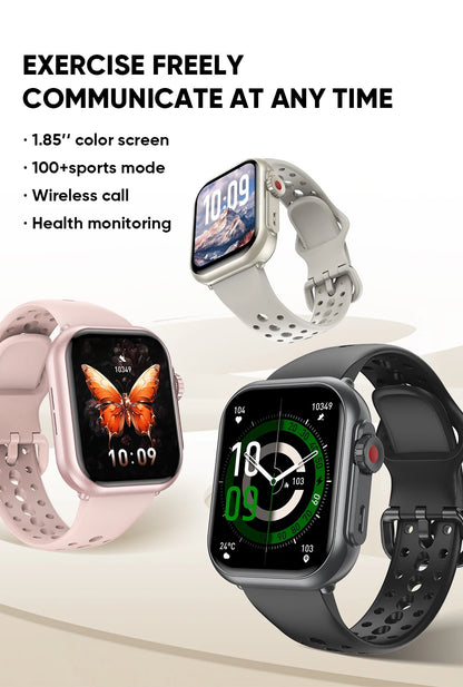 2025 New Fashion Sports Smart Watch Men Women 1.85-Inch HD AMOLED Full Touch Screen IP68 Waterproof Bluetooth Call SmartWatches