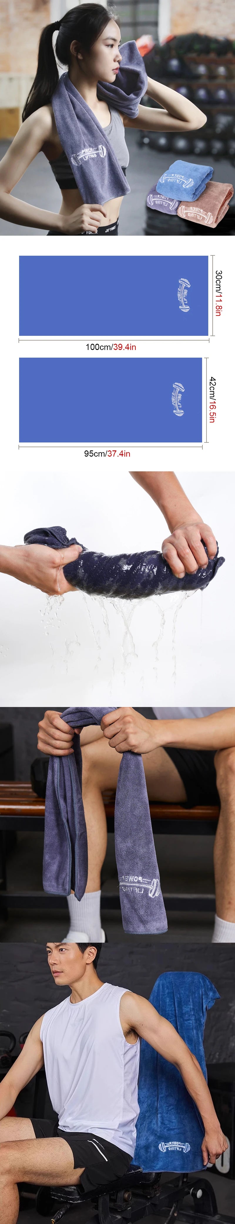 Gym Towels Microfiber Fitness Towel Absorbent Super Soft Yoga Sports Swimming Fitness Towel