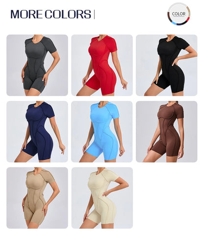 “Flexoora Women’s Backless Scrunch Booty Short Jumpsuit – Gym & Yoga”