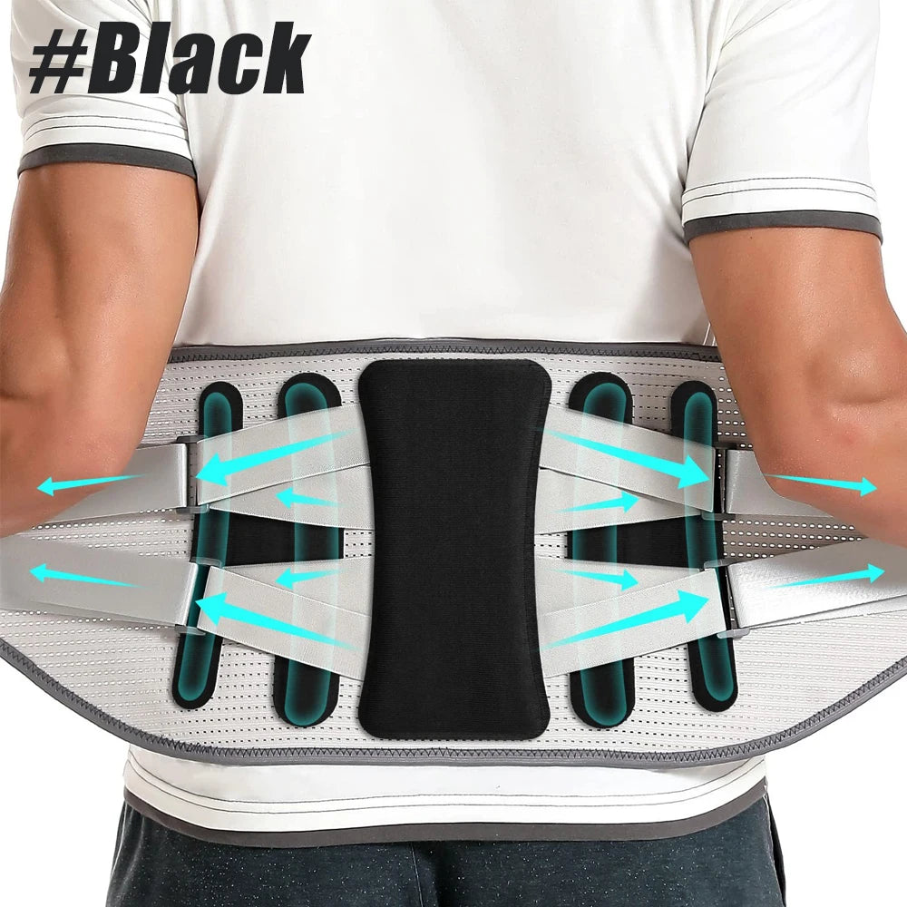 “Flexoora Lumbar Support Back Brace – Gym Fitness Body Adjustable Belt with Bionic Support Plate for Lower Back & Sciatica”
