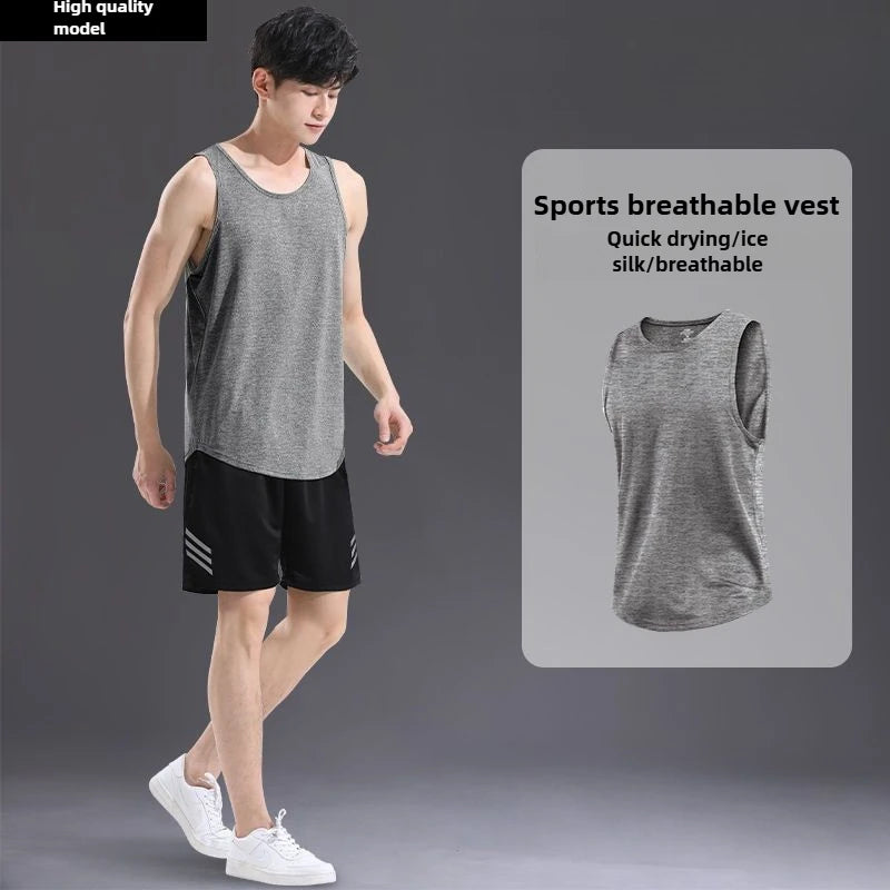 “Flexoora Men’s Ice‑Silk Quick‑Dry Summer 2‑Piece Training Set”