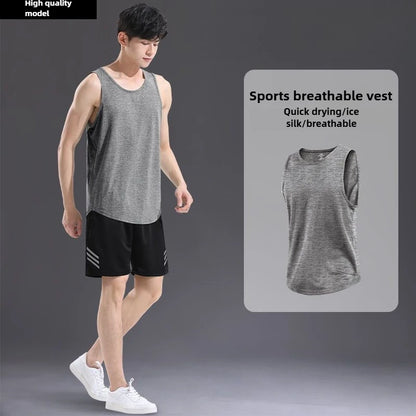 “Flexoora Men’s Ice‑Silk Quick‑Dry Summer 2‑Piece Training Set”