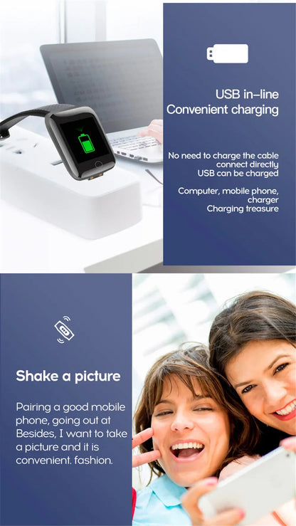 Smart Watch 1.44-inch Y68 Sport Wristband Running Fitness Monitor Track Heart Rate Message Remind Men Smartwatch Woman Clock