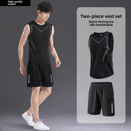 “Flexoora Men’s Ice‑Silk Quick‑Dry Summer 2‑Piece Training Set”