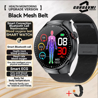 2025 New Smart Watch For Men Health ECG+HRV Blood Oxygen Uric Acid Fitness Sport Tracker Watches body fat Sleep Call Smartwatch