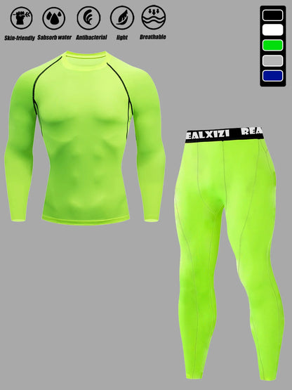 “Flexoora Men’s Compression Training Suit – Tight Fit for Workout & Jogging”