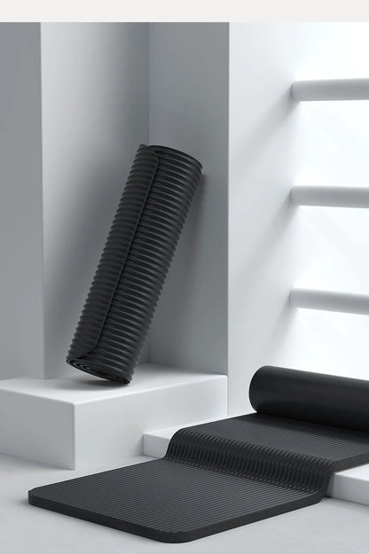 “Flexoora 15 mm Non‑Slip Yoga Mat – Gym Fitness Body Travel & Home Workout Pad”