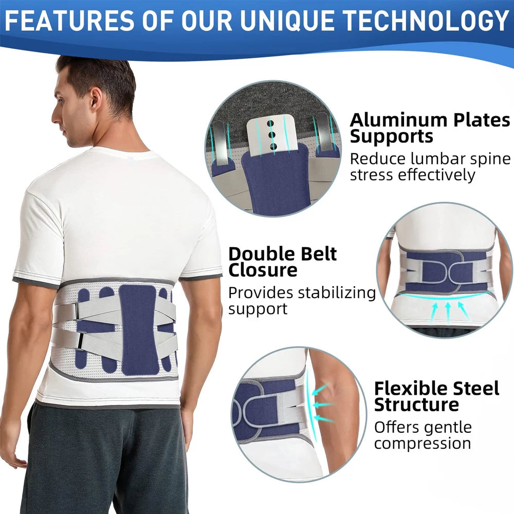 “Flexoora Lumbar Support Back Brace – Gym Fitness Body Adjustable Belt with Bionic Support Plate for Lower Back & Sciatica”