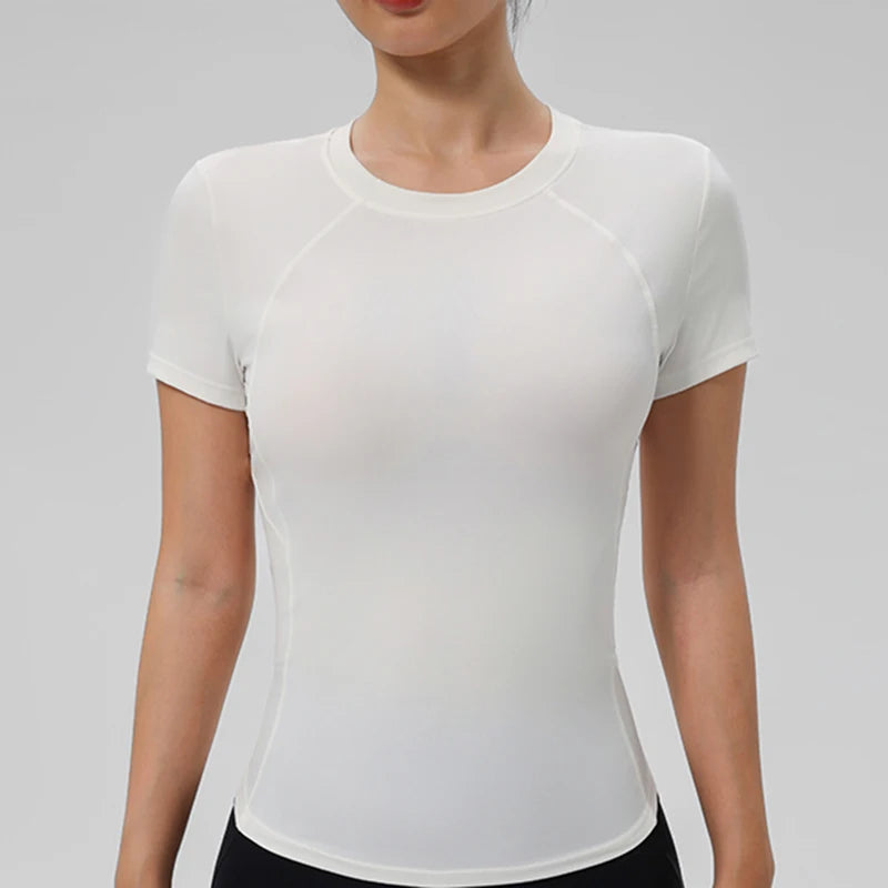 “Flexoora Women’s Quick‑Dry Round‑Neck Short‑Sleeve Gym Tee”