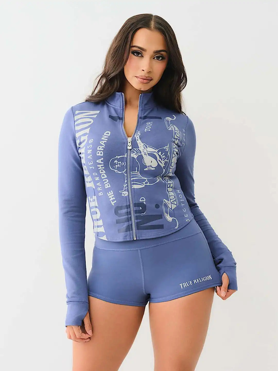 “Flexoora Women’s 2‑Piece Zipper Sweatshirt & Biker Shorts Set – Summer Streetwear”