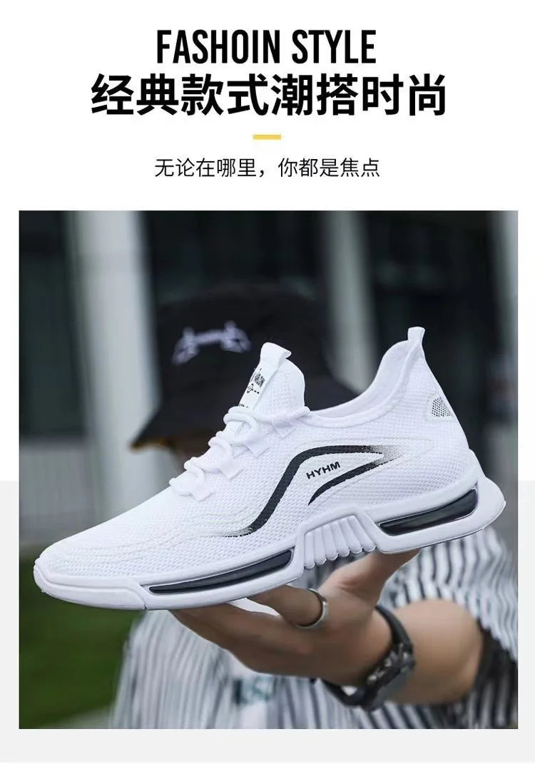 Men's sports shoes 2025 summer new sports trendy shoes anti slip casual running shoes breathable and comfortable white shoes