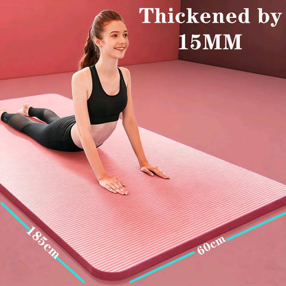 “Flexoora 15 mm Non‑Slip Yoga Mat – Gym Fitness Body Travel & Home Workout Pad”