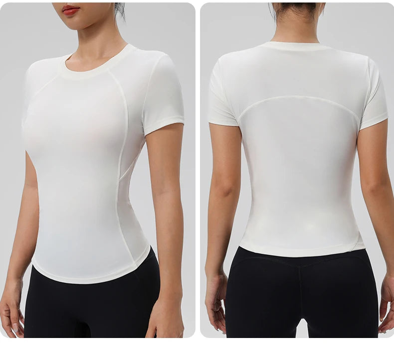 “Flexoora Women’s Quick‑Dry Round‑Neck Short‑Sleeve Gym Tee”