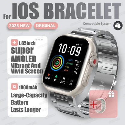 2025 New Fashion Sports Smart Watch Men Women 1.85-Inch HD AMOLED Full Touch Screen IP68 Waterproof Bluetooth Call SmartWatches