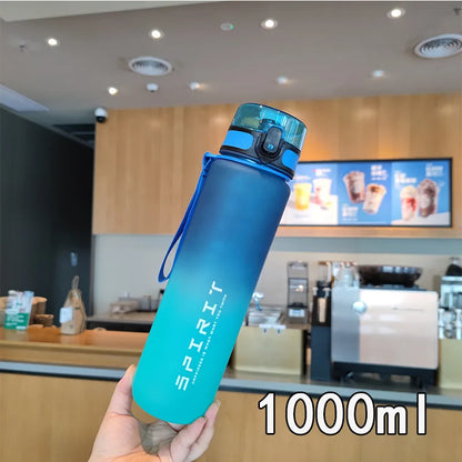 1 Liter Large Capacity Sports Water Bottle Portable Leak-Proof Plastic Bottle for Outdoor Sports Travel Fitness Drinkware Jugs