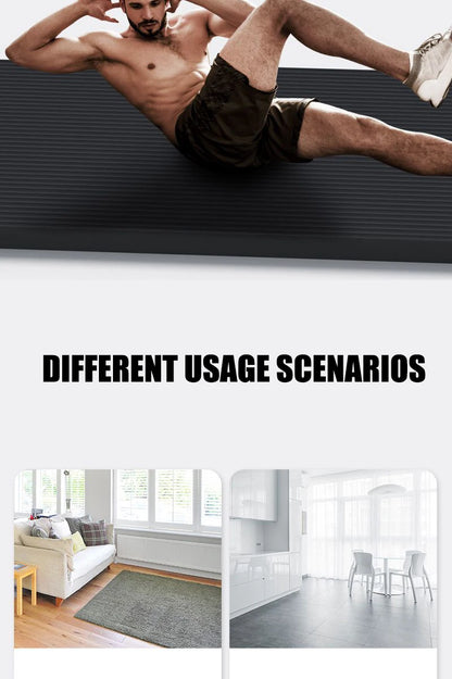 “Flexoora 15 mm Non‑Slip Yoga Mat – Gym Fitness Body Travel & Home Workout Pad”