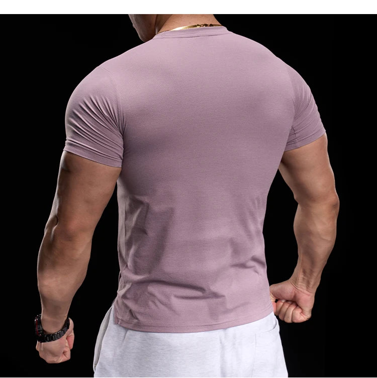 “Flexoora Men’s High‑Elasticity Breathable Short‑Sleeve Gym Tee – Running & Training”