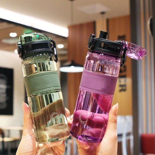 500ml Sports Water Bottle Portable Leak-proof Plastic Drinkware with Tea Filter Tour Gymnasium Outdoor Sports Transparent Cup