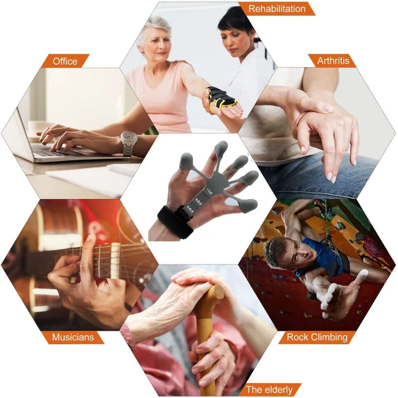 “Flexoora 5‑Finger Hand Trainer – Gym Fitness Body Silicone Wrist Puller & Finger Strengthener”