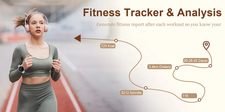 Smart Watch for Women Android & iPhone,1.2" Touch Screen Fitness Tracker, Heart Rate/Sleep/ Monitor, Pedometer,100+ Sport Modes