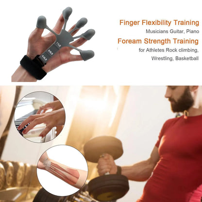 “Flexoora 5‑Finger Hand Trainer – Gym Fitness Body Silicone Wrist Puller & Finger Strengthener”