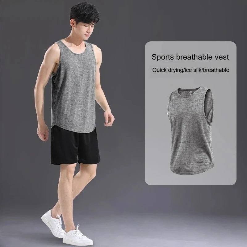 “Flexoora Men’s Ice‑Silk Quick‑Dry Summer 2‑Piece Training Set”