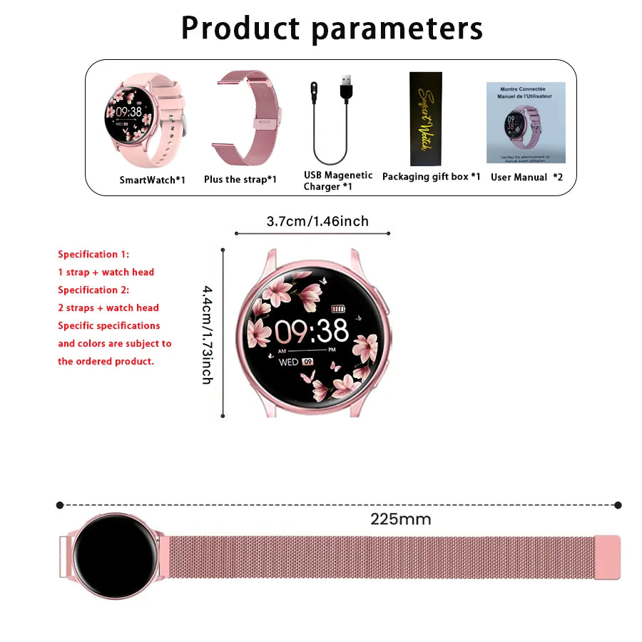 Smart Watch for Women Android & iPhone,1.2" Touch Screen Fitness Tracker, Heart Rate/Sleep/ Monitor, Pedometer,100+ Sport Modes