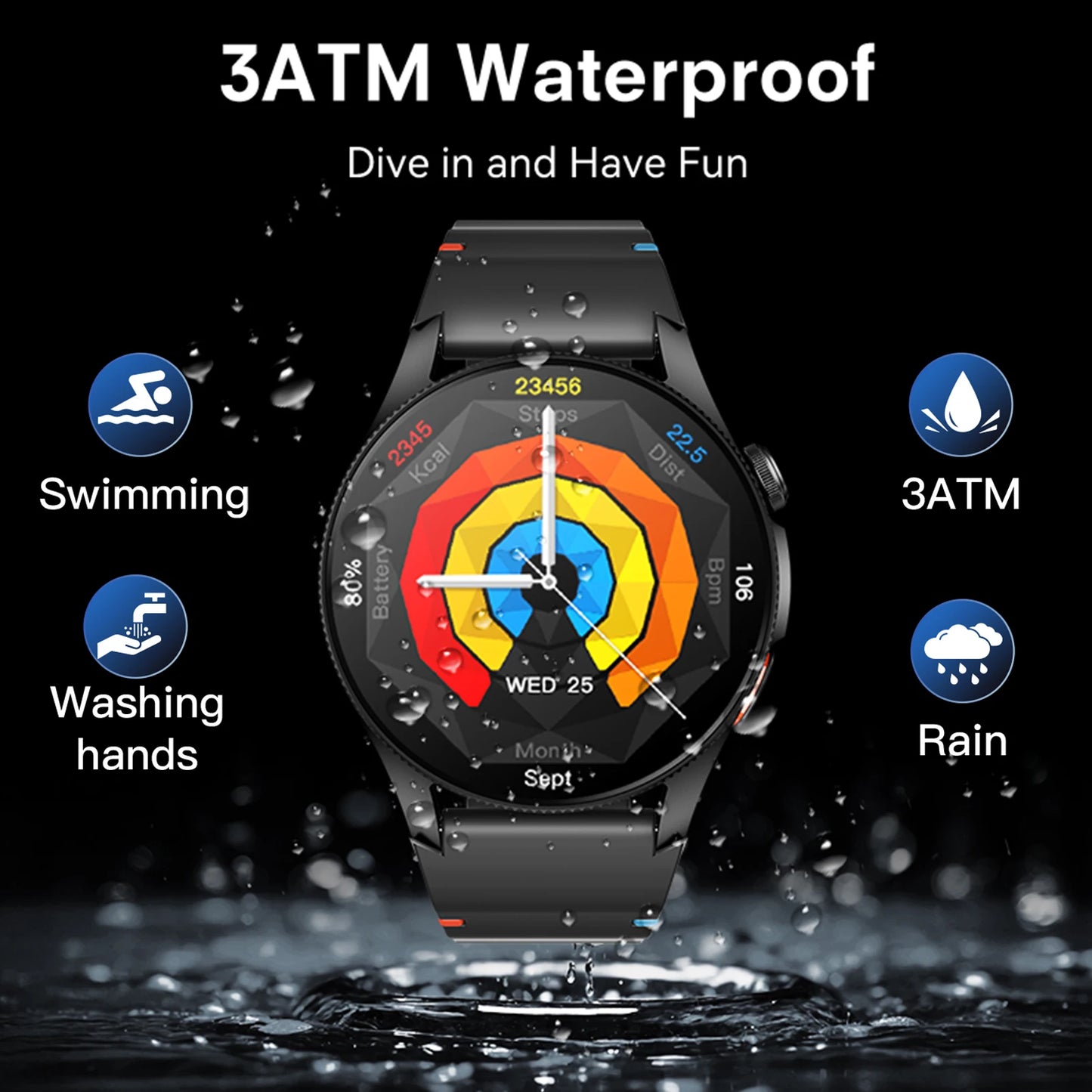 Smart Watch 1.43" AMOLED Screen Bluetooth Call GPS Fitness Tracker 150+ Sport Modes Heart Rate/SpO2 Monitor 450mAh