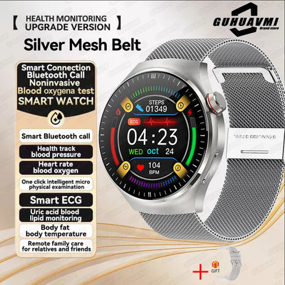 2025 New Smart Watch For Men Health ECG+HRV Blood Oxygen Uric Acid Fitness Sport Tracker Watches body fat Sleep Call Smartwatch