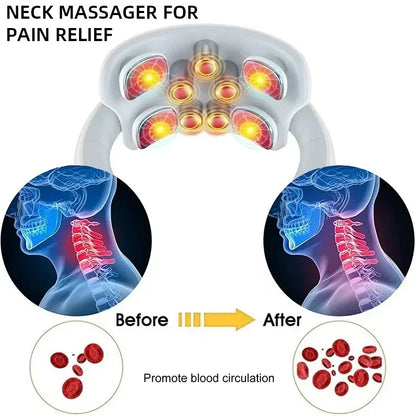 Smart Neck Massager with Heat & Pulse Therapy – Pain Relief for Neck & Shoulders