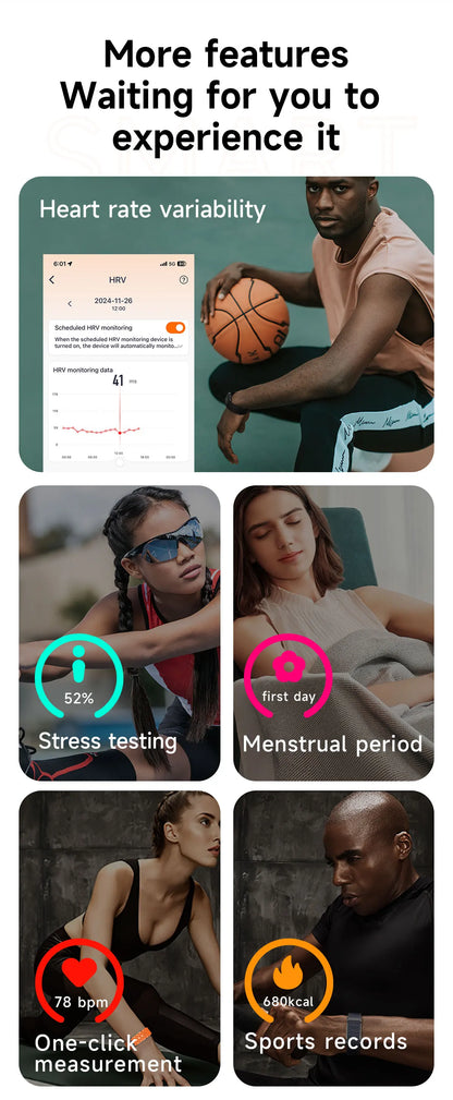 2025 Original No Screen Smart Watch Men's Sports Outdoors Fitness Heart Rate Various data Monitor 1ATM Waterproof Smartwatch