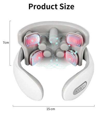 Smart Neck Massager with Heat & Pulse Therapy – Pain Relief for Neck & Shoulders