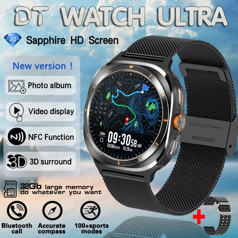 2025 New Watch 7 Ultra Smart Watch Men 32GB Memory Video GPS NFC 47mm AMOLED Fitness Waterproof Sport Tracker Health Smartwatch