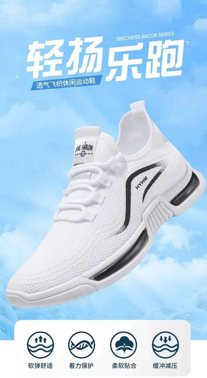 Men's sports shoes 2025 summer new sports trendy shoes anti slip casual running shoes breathable and comfortable white shoes