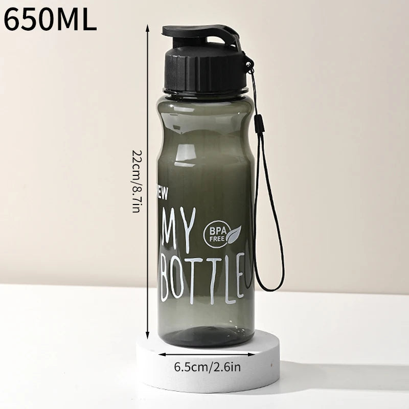 650ML Transparent&Portable Leak-proof Shaker Sports Water Bottle with Lid For School Gym Travel Girl Boy BPA Free