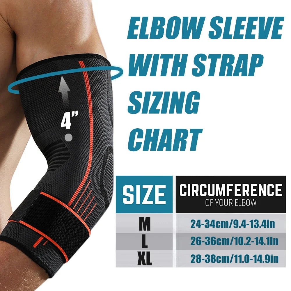 “Flexoora Adjustable Elbow Brace – Gym Fitness Body Compression Sleeve & Strap”