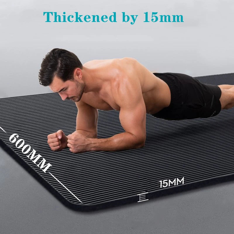 “Flexoora 15 mm Non‑Slip Yoga Mat – Gym Fitness Body Travel & Home Workout Pad”