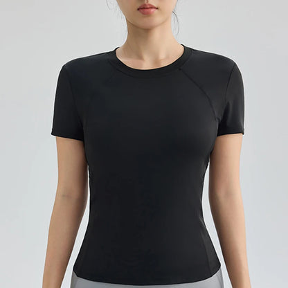 “Flexoora Women’s Quick‑Dry Round‑Neck Short‑Sleeve Gym Tee”