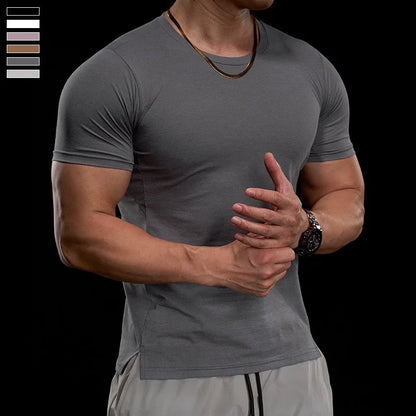 “Flexoora Men’s High‑Elasticity Breathable Short‑Sleeve Gym Tee – Running & Training”