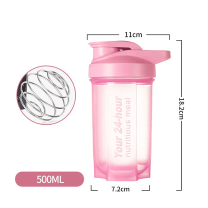 Sport Shaker Bottle 500ML Whey Protein Powder Mixing Bottle Sport Fitness Gym Shaker Outdoor Portable Plastic Drink Bottle