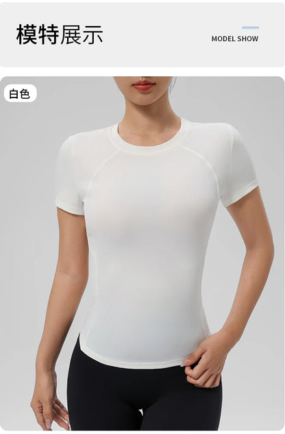 “Flexoora Women’s Quick‑Dry Round‑Neck Short‑Sleeve Gym Tee”