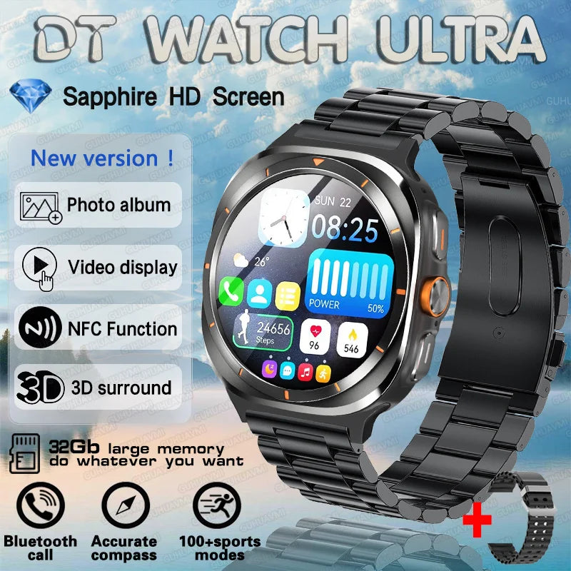 2025 New Watch 7 Ultra Smart Watch Men 32GB Memory Video GPS NFC 47mm AMOLED Fitness Waterproof Sport Tracker Health Smartwatch