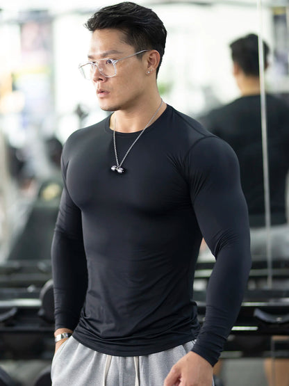 “Flexoora Men’s Quick‑Dry Tight Fit Long‑Sleeve Training Top – All‑Season”