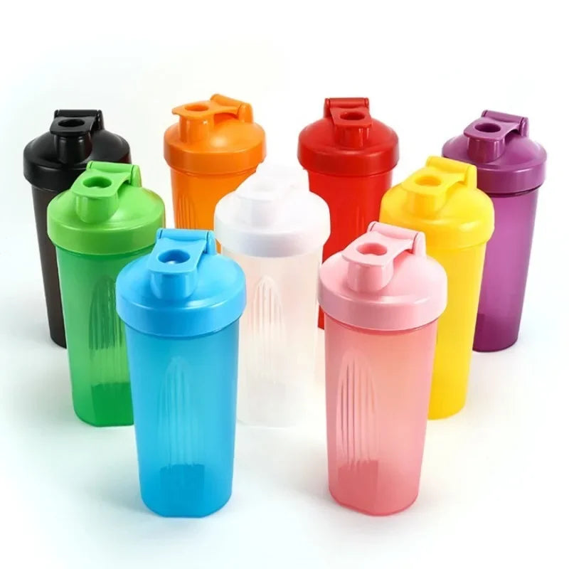 Sports Shaker Protein Bottle with steel Ball Powder Shake Cup Water Bottle Plastic Mixing Cup Body Building Exercise Bottle