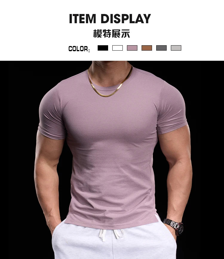 “Flexoora Men’s High‑Elasticity Breathable Short‑Sleeve Gym Tee – Running & Training”